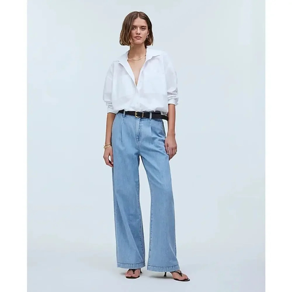 NEW Madewell Size 14 (32) Harlow Wide-Leg Jean: Airy Denim Edition Benicia Wash